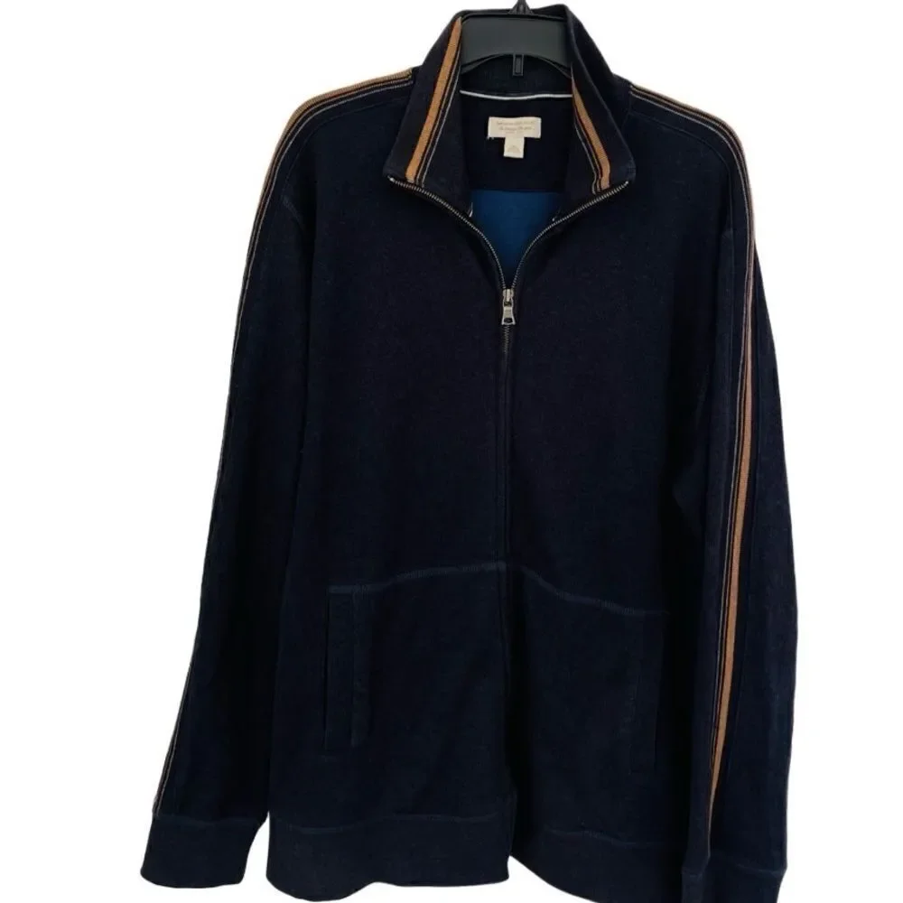 Banana Republic 100% cotton navy blue full zip front sweater size XL.